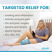 Vive Knee Ice Pack Wrap - Cold/Hot Gel Compression Brace - Heat Support Strap for Arthritis Pain, Tendonitis, ACL, Athletic Injury, Osteoarthritis, Women, Men, Running, Meniscus and Patella Surgery