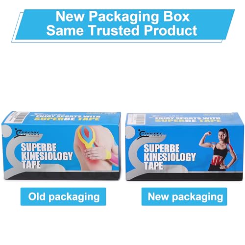 SUPERBE Precut Kinesiology Tape (3 Rolls Pack), Elastic Sports Tape for Pain Relief, Muscle Support, Recovery and Physio Therapy, Breathable, Waterproof (Black)