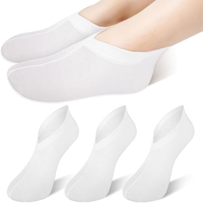 3 Pairs Moisturizing Socks Overnight, Spa Socks for Dry Feet, Cotton Moisture Enhancing Socks, Lotion Socks for Cracked Heel Repair, Cosmetic Moisturizing Socks for Women White