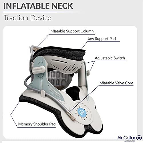 Neck Traction Device by Air Collar - Neck Stretcher - Cervical Traction Device - Neck & Shoulder Pain Relief - Stretcher Collar for Improved Spine Alignment - 2nd Generation (2nd Gen - Electric)