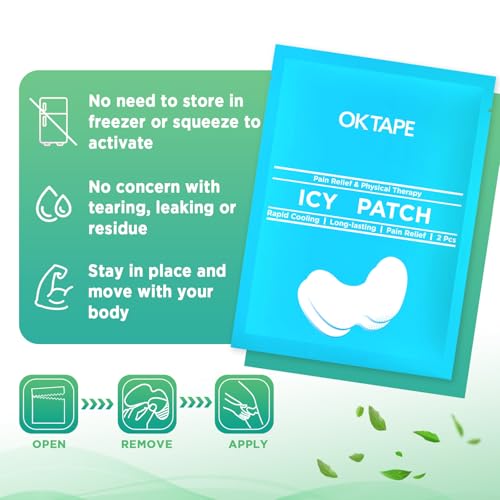 OK TAPE Cooling Patch for Knee Pain & Sprain, Soft Gel Patch with Menthol and Hydrogel Tech, Instant Relief from Discomfort, 10 Count (5.5in x 3.5in)
