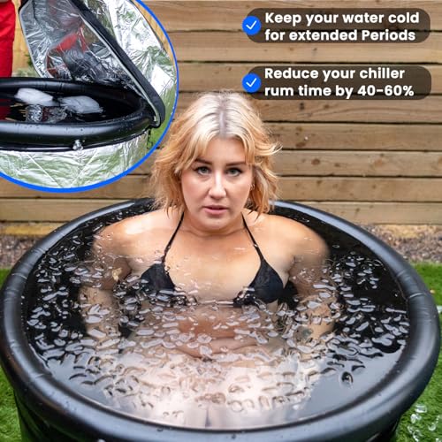 The Cold Pod Insulated Cold Plunge Tub Bundle - 85Gal Ice Bath Round Tubs with Energy Saving Multi-Layer Cover - Chiller Compatible&Silver Reflective