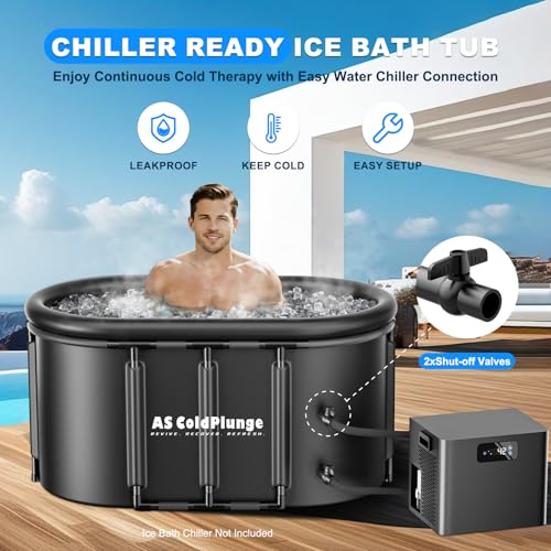 Upgraded XXL Oval Ice Bath Tub for Cold Plunge, 148Gal Inflatable Ice Pod with Insulated Lid, Sturdy Frame, Chiller Compatible, Portable Cold Plunge Tub for Recovery Indoor & Outdoor
