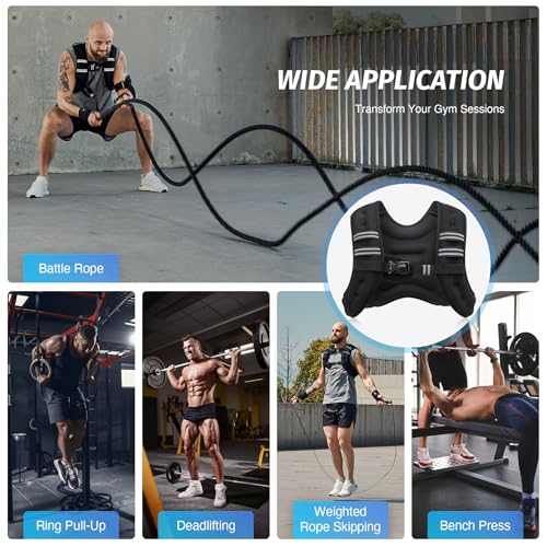 ZELUS Weighted Vest, 6lb/8lb/12lb/16lb/20lb/25lb/30lb Weight Vest with Reflective Stripe for Workout, Strength Training, Running, Fitness, Muscle Building, Weight Loss, Weightlifting