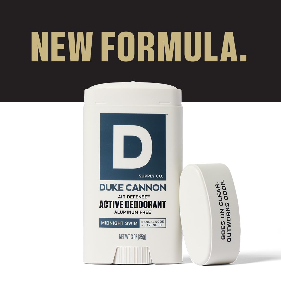 Duke Cannon Supply Co. Aluminum-Free Deodorant for Men 3 oz. Midnight Swim, 2 Pack - Unique Masculine Scent, Odor Control & Soothe Skin