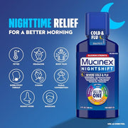 Mucinex Maximum Strength Fast-Max Cold & Flu and Nightshift, All-in-One Multi Symptom Relief Liquid, 6 Fl Oz - 2 Count (Pack of 1)