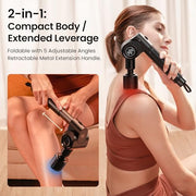 Massage Gun with Heat and Cold Head,Deep Tissue Percussion Back Massager for Muscle/Neck/Body Pain Relief with Long Extension Retractable Handle,32-Speeds,Foldable with 5 Adjustable Angles
