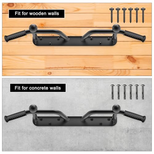 Pull Up Bar Wall Mount 440 LBS Capacity Doorway Chin Up Bar Multifunctional Steel Chinup Bar with with Resistance Band Hooks for Indoor Home Gym Garage