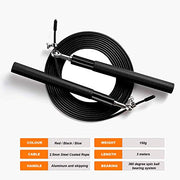 Speed Jump Rope - 360° Swivel Ball Bearing - Adjustable steel coated rope-Aluminum Anti Skipping Handle -Fitness Training Boxing Sports Exercises -Suitable for Kids and Adults
