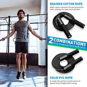 Weighted Jump Rope for Men, Women (1.5LB) - Alloy Steel Handles, Speed Skipping Rope, Gym,Indoor/Outdoor - Fitness, Workout, Boxing - Solid PVC & Cotton Rope