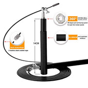 Speed Jump Rope - 360° Swivel Ball Bearing - Adjustable steel coated rope-Aluminum Anti Skipping Handle -Fitness Training Boxing Sports Exercises -Suitable for Kids and Adults