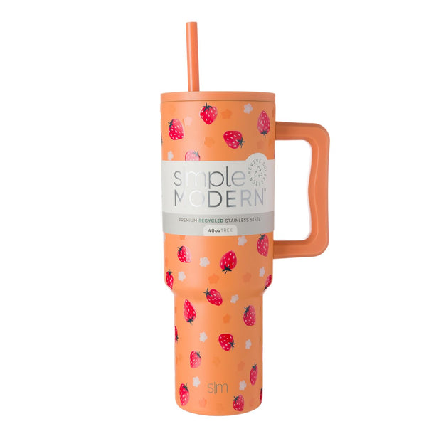 Simple Modern 40 oz Trek Tumbler with Handle and Straw Lid | Cup Holder Friendly Insulated Stainless Steel Travel Mug | Blue Dune