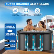 Upgraded XXL Oval Ice Bath Tub for Cold Plunge, 148Gal Inflatable Ice Pod with Insulated Lid, Sturdy Frame, Chiller Compatible, Portable Cold Plunge Tub for Recovery Indoor & Outdoor