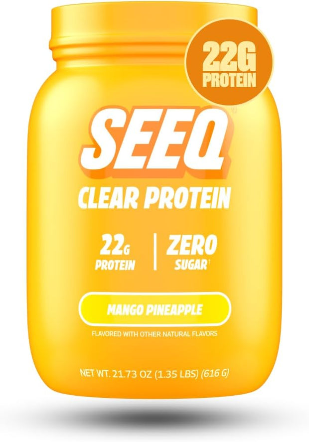 SEEQ Clear Whey Isolate Protein Powder, Mango Pineapple - 22 Servings, 22g Protein Per Serving - 0g Lactose, Sugar-Free, Keto-Friendly, Soy Free - Juice-Like Protein, Post-Workout Recovery