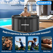 Upgraded XXL Oval Ice Bath Tub for Cold Plunge, 148Gal Inflatable Ice Pod with Insulated Lid, Sturdy Frame, Chiller Compatible, Portable Cold Plunge Tub for Recovery Indoor & Outdoor