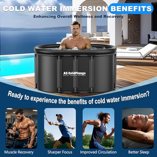Upgraded XXL Oval Ice Bath Tub for Cold Plunge, 148Gal Inflatable Ice Pod with Insulated Lid, Sturdy Frame, Chiller Compatible, Portable Cold Plunge Tub for Recovery Indoor & Outdoor