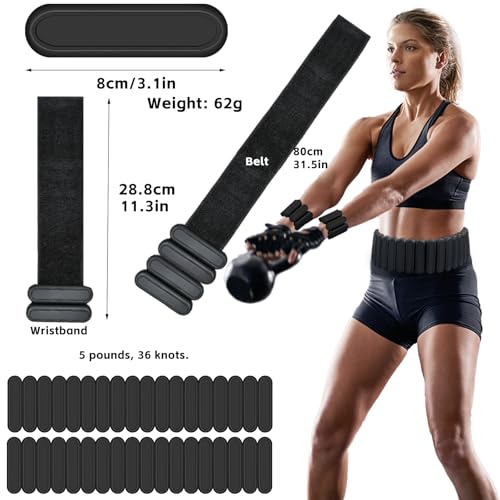 Silicone Adjustable Weighted Belt for Men & Women – DIY Weighted Walking & Exercise Belt with Removable Weights – Gym, Strength Training, Yoga, Hiking – Free Weight Adjustment for Wrist & Ankle