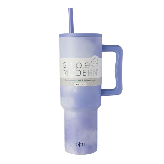 Simple Modern 40 oz Trek Tumbler with Handle and Straw Lid | Cup Holder Friendly Insulated Stainless Steel Travel Mug | Blue Dune