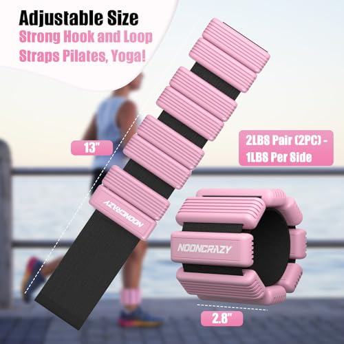 Pilates Wrist Ankle Weights for Women, Wearable Strong Arm & Leg Weights Set of 2(1 lb/2.2 lbs Each), Adjustable Ankle Weights for Walking, Yoga, Dance, Barre, Gym