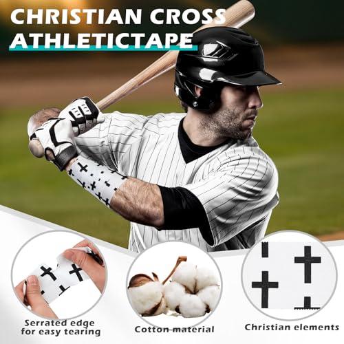 TrelaCo 1 Pcs Wrist Tape Baseball Cross Athletic 2in x 23ft Cotton Cross Wrist Tape Serrated Edges for Fingers Ankles Injury Wrap, Football Baseball Hockey Soccer (White)