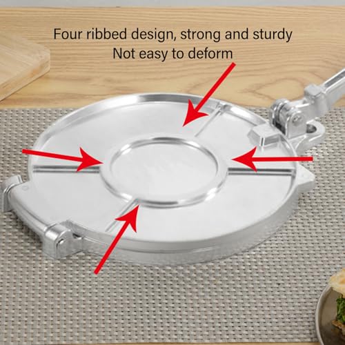 Tortilla Press 6.5 Inch, Cast Iron Tortilla Maker, Manual Roti Maker Dough Press Quesadilla Maker, Aluminum Alloy, Taco Holders, Rotis Press, For Taco, Presser Chapati To Rotate Pizza Press Silver