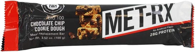 MET-Rx Big 100 Meal Replacement Bar, Chocolate Chip Cookie Dough, 3.52 Ounce, 9 Count