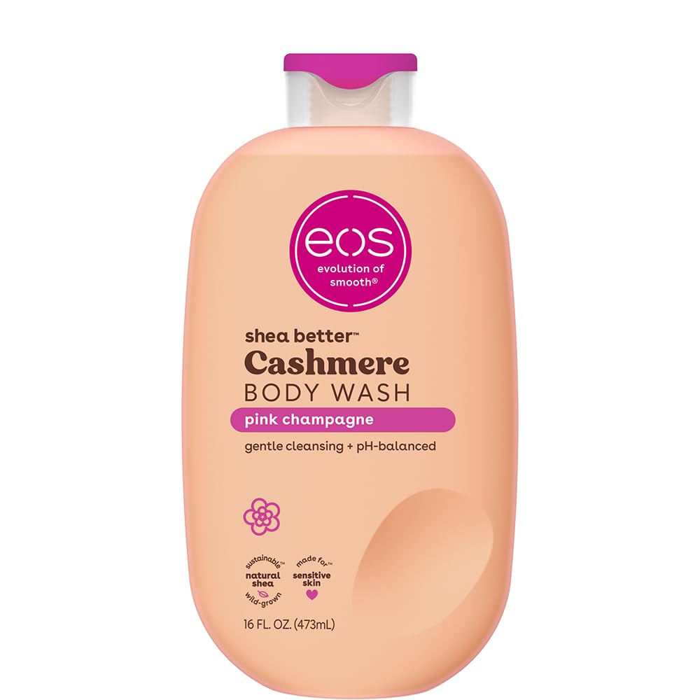 eos Shea Better Cashmere Body Wash, Coconut Waters, Moisturizing, pH Balanced Body Wash, Creamy Gel Formula, Paraben & Phthalate Free, Sensitive Skin, 16 fl oz