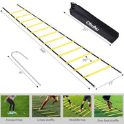 Ohuhu Agility Ladder Speed Training Set 12 Rung 20ft Exercise Ladders with Ground Stakes for Soccer Football Boxing Footwork Sports Fitness Training Ladder with Carry Bag