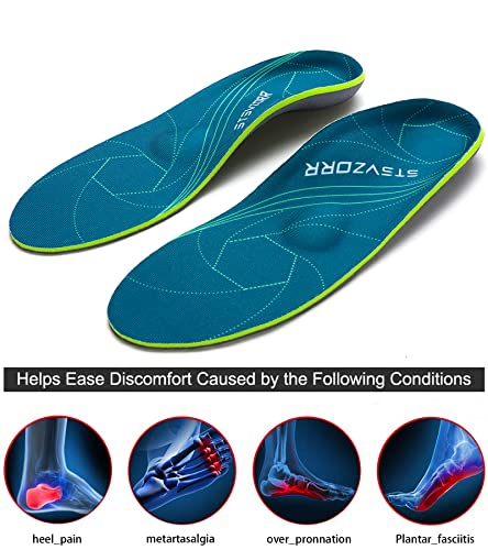 STSVZORR 220 lbs+ High Arch Support Insert Metatarsal Pad Pain Relief Men Women Plantar Fasciitis Insole Orthotic Flat Feet Heel Spur Comfort Standing All Day, Work Boots Shoe Insole