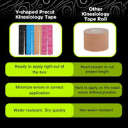 OK TAPE Precut Y-Shape Kinesiology Tape for Shoulder, Knee, Back, 10 Pcs, K Tape Strips, Provide Support & Relieve Discomfort, Water-Resistant Elastic Athletic Tape (3.5" x 10", Black)