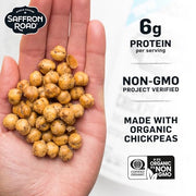 Saffron Road Roasted and Crunchy Sea Salt and Cracked Pepper Chickpeas | High Protein Snacks | Gluten-free, Vegan, Non-GMO, and Certified Halal and Kosher | 5.4oz Pouch | Pack of 6