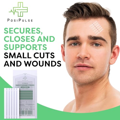 Sterile Skin Wound Closure Strips 202ct in 44pks - Improved Healing, Reinforced Design, Latex Free, Adhesive Backed, Optimal for Lacerations, Incisions, Sutures, 3x75,6x38,6x75,12x100mm