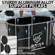 XL Oval Ice Bath Tub for Athletes with Cover by Brisk Bear - Extra Large Cold Plunge Tub for Recovery - Ice Bath Plunge Pool with Digital Timer - Cold Plunge to Soothe Muscles - Black Ice Tub