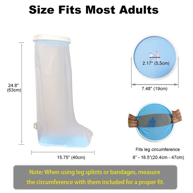 Non-Slip Waterproof Leg Cast Cover for Shower Adult, Cast Protector for Shower Leg Adult, Leg Cast Bag for Shower Foot Cover for Shower After Surgery Reusable(24.8 in. Long)