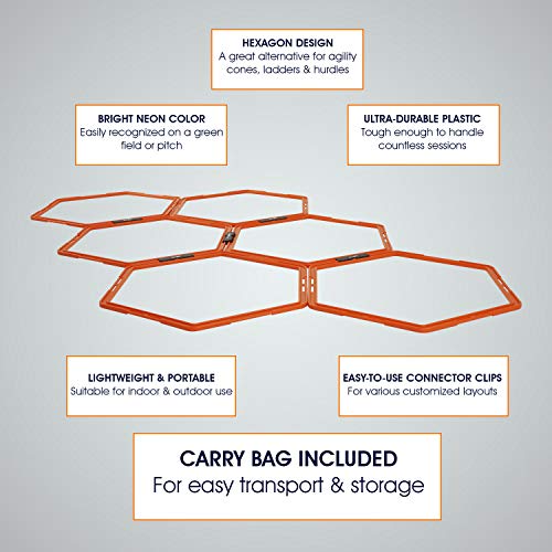 Yes4All Hex Agility Rings/Speed Rings with Carrying Bag – Hexagon Rings, Agility Hurdles for Agility Footwork Training