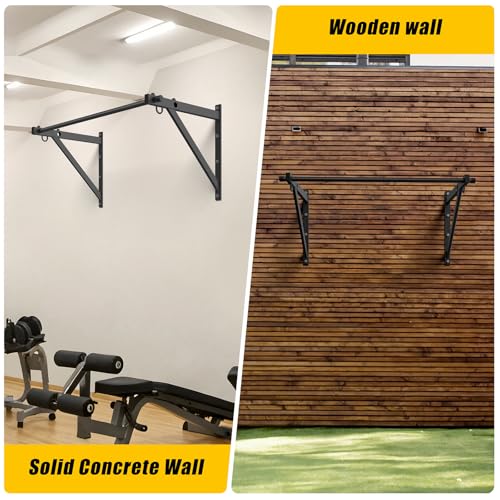 Wall Mounted Pull Up Bar, Adjustable Depth 51" Chin Up Bar, Strength Training Pull-Up Bars 500LBS Weight Capacity, Home or Garage Gym Chin Up Workout Training Station