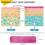 Kinesiology Tape Precut 3 Rolls, Athletic Sports Tape for Muscle Joints Support, 60 Strips for Knee Ankle Shoulder Wrist, Latex Free and Water Resistant, Pink