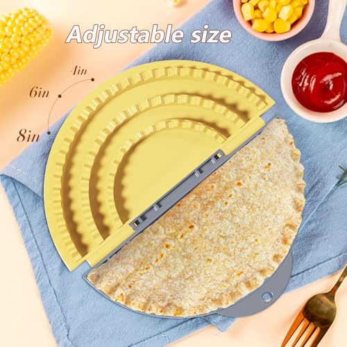Tortilla Sealer,SELERS,Tacos tortilla crimper Maker Large,Removable & Adjustable 4"-6''-8" Crust,For Burritos,Pasties,Tortilla,Dumplings,Sandwich,Grey Yellow