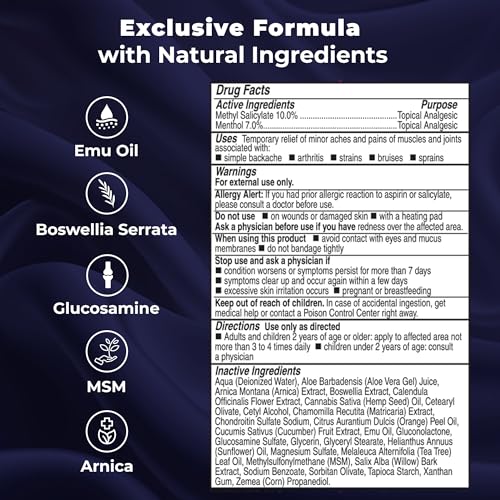 TEETER Renew - Muscle & Joint Pain Cream with Emu Oil, MSM, Arnica, Boswellia Serrata Glucosamine (2.5 oz)