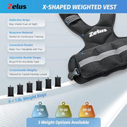 ZELUS Weighted Vest for Men and Women | 4-10lb/11-20lb/20-32lb Vest with 6 Ironsand Weights for Home Workouts | Adjustable Body Weight Vest Exercise Set for Cardio and Strength Training