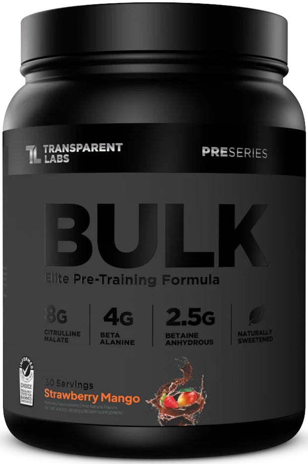 Transparent Labs Bulk Black Pre Workout - Clinically Dosed, Sugar Free Preworkout for Men and Women with Beta Alanine Powder, Citrulline Malate, & Caffeine - 30 Servings, Cherry Kiwi