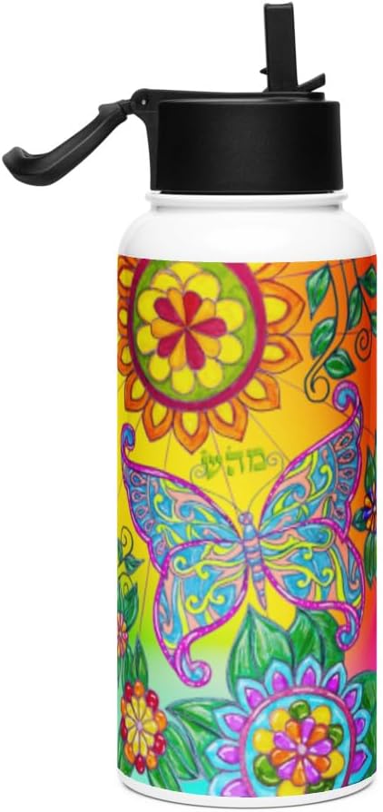 Insulated Stainless Steel Water Bottle with Straw, BPA-Free Sports Water Bottle, Great for Travel, 32 Oz, Very, Very, Colorful, Healing-05