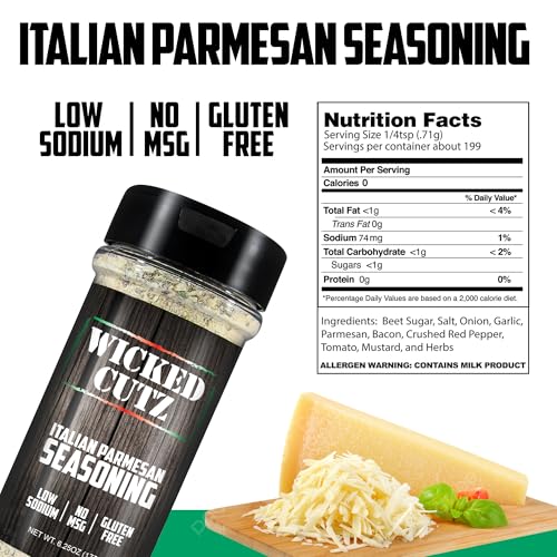 Wicked Cutz Italian Parmesan Grill Seasoning Set, 2 Pack of Grilling Spices, Jerky Seasoning, Low Sodium & Gluten Free Spices & Seasonings