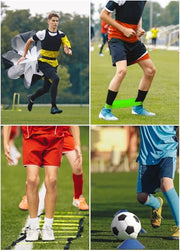 Speed Agility Training Equipment Set - 20ft Agility Ladder, 10 Disc Cones, Resistance Parachute, 5 Resistance Bands & Carry Bag | Football Soccer Basketball Fitness Drills for Kids Adults