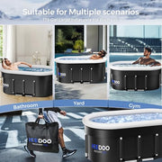 Upgraded 132-Gal Oval Ice Bath Tub with Air Ring, Portable Multi-Layered Cold Plunge Tub - Foldable & Inflatable, with Lid, for Athletes & Adults,Ideal for Home, Gym & Outdoor Use