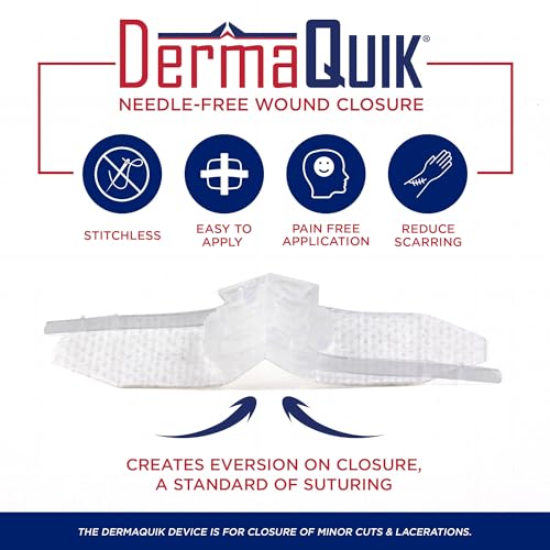 Laceration Kit - 2 Patented Laceration Closure Strips, Upgrade from Small Butterfly Bandages Wound Closure Strips, Breathable, Zip Stitchless Kit for Kids to Elderly - Home & Field Use