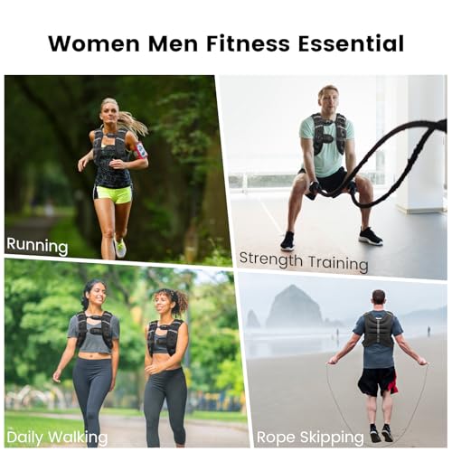 Weighted Vest for Woman Men,6lb/8lb/12lb/16lb/20Lb/25lb Weight Vest with Reflective Stripe Adjustable Buckle Strap Back Pocket Workout Strength Training Walking Jogging Running