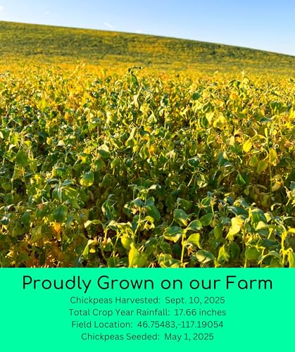 Palouse Brand Certified Glyphosate Residue Free Chickpeas | 3 LBS | Family Farmed in Washington State | Desiccant Free | Non-GMO Project Verified | Kosher Parve | Cotton Drawstring Bag
