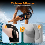 PreCut Kinesiology Tape for Knees, 12 PCS Waterproof KTQUICK Knee Tape for Knee Pain Relief Pre Cut, Original Cotton Athletic Knee Tape, Waterproof & Hypoallergenic Latex-Free for Sports (Black)