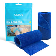 OK TAPE 2 Rolls Ice Self Stick Bandage Wrap, Instant Cold Relief for Knee, Ankle, Wrist, Cold Compress Elastic Athletic Tape for Sports Injuries, No Refrigeration Needed, 4 Inch Wide, Navy Blue